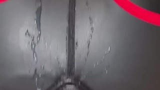Locked sub taking a huge cum covered dildo balls deep!