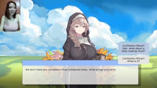 BIG TIT NUN - SEXY REDHEAD PLAYS HENTAI GAMES - Isekai Quest part 4
