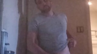 party pig Jacks his cock until he cums