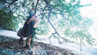 Alternative girls SHIBARI - outdoor public kinbaku rope play action with tattooed TEENS - bondage