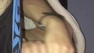 Masturbating my big dick in my roomies' living room