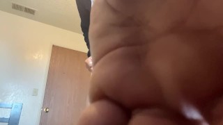 Cute gay twink with a huge cock masturbates after leaving school