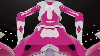 Pink ranger cowgirl riding slime dick