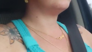 Guy Jerking Cock While Milf Drives Truck Trailer 