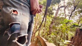 Slow Motion Pee With pre-cum in Nature 