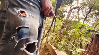 Slow Motion Pee With pre-cum in Nature 