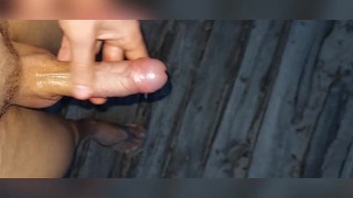 Young twink jerks off his dick on the beach and flashes people then cums hard