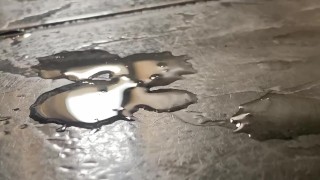Teasing You in a Rainy Day With Cum in Floor