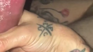 Watching porn with my new cock rings on