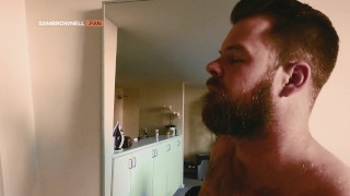 Sam Brownell Cock Worships Handsome Hairy Hunk Gabe Woods
