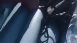 Jerking off outdoor on a boat with other people around… very risky! 