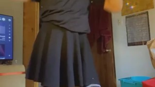 Femboy dances and flashes you with soft cute uncut cock