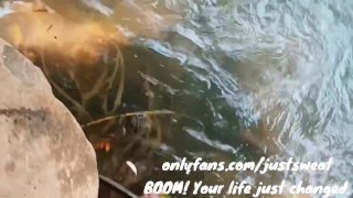 Military men caught me cumming by the river