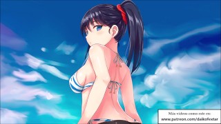 JOI HENTAI CBT en la piscina azotando tus huevos a escondidas.