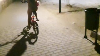 Sexy Girl riding bike naked in a public road - Risky but she loves that - Hotsportfit Girl
