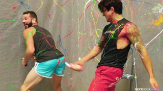 Playful Tatted Hunks Splanter Walls & Each Other - Dakota Payne, Johnny Hill - NextDoorBuddies