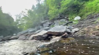 Getting facial while cruising at public swimming hole