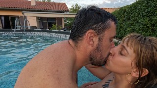 He suddenly takes my bikini off to fuck me in the swimming pool