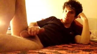  Twink masturbating in the bed and moaning soft 