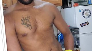 Kennie Jai cleans the house nude part one