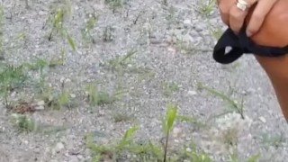 Desperation piss and piss shot out my pussy outdoors.