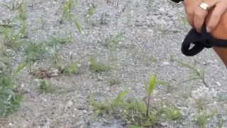 Desperation piss and piss shot out my pussy outdoors.