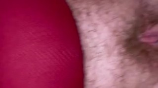 Close up hairy pussy fuck, dripping with cum