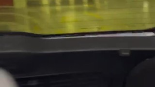 Risky public jerk off in mall parking lot