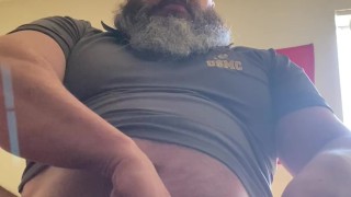 Big, Muscular Marine jerking off on bed