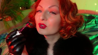 lipstick fetish video - close up ASMR - blogger in FUR