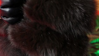 sexy short GLOVES FETISH video in FUR - sexual Domme