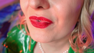 food fetish - eating blowing candy - ASMR video of chewing girl in BRACES with all sounds close up