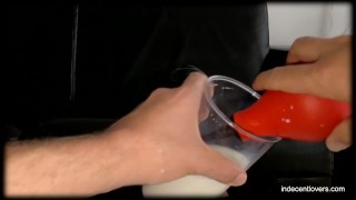 Milk enema from man in my mouth