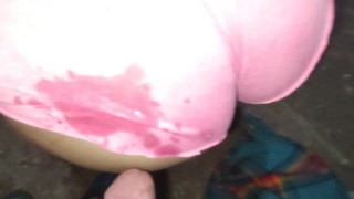 masturbation in my gym shorts couldn't bear to see my ass and threw his cum, the shorts absorbed cum