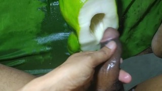  Asian dick fucking papaya for energy 🔥 with dirty sounds and have huge cum 💕🥰💦