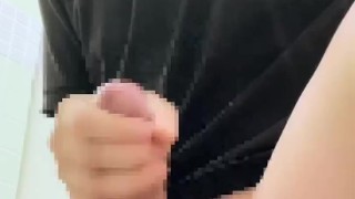 Japanese man dripping thick sperm after just a few days of patience.