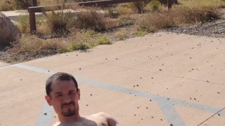 Naked and Cumming on my balls in Public!