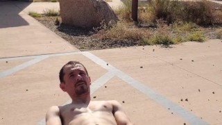 Naked and Cumming on my balls in Public!