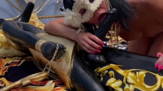 Big Black Cock. A gorgeous blowjob to an ancient Egyptian statue.