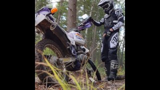 Pissing on Dirt Bike in Full Gear