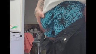 johnholmesjunior jerks huge hard cock late night solo show with huge cum load in mistresses kitchen