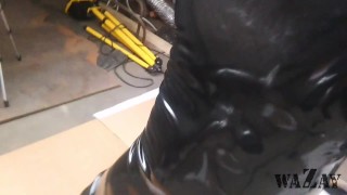 Shiny and Bald Rubber Slaveboy