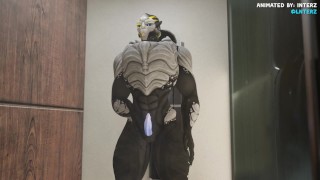 Male Turian Shower Muscle Hyper Dick Growth Animation