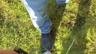 We got caught pissing in public