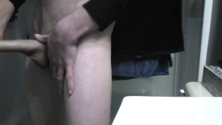 cumming on the bathroom sink