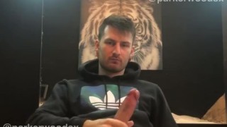 jerking my big uncut dick with EXPLOSIVE cumshot 💦