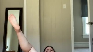 Red lingerie cutie is horny