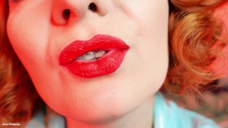 ASMR video - lipstick process - MILF with braces