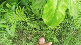 Big Cock Cumshot In Natural Garden, Outdoor Cumshot
