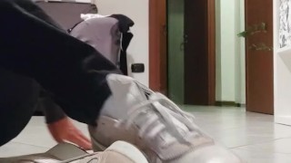 I show my shoes and my smelly feet